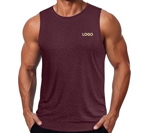 Camiseta sin Mangas Azul para Hombre, Cuello Redondo, Secado Rápido, Color Sólido, Ropa Deportiva Informal, Logotipo Personalizado con Impresión Frontal - Product Image 3