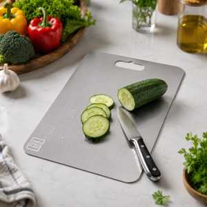 Planche à découper rectangulaire en acier inoxydable, antidérapante, facile à nettoyer, durable, non toxique, pour la cuisine - Product Image 4