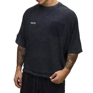 เสื้อยืดคอตตอนทรงหลวมสไตล์วินเทจสำหรับผู้ชาย ใส่ได้ทุกวัน เนื้อผ้าหนา รับผลิตเสื้อยืดแบรนด์ส่วนตัว OEM ขายส่ง - Product Image 1