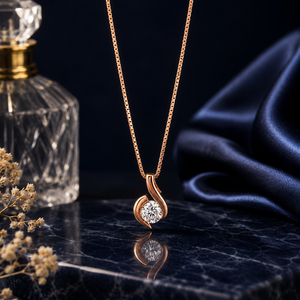 Collier pendentif minimaliste en or massif 14 carats avec zircon cubique, bijoux élégants pour femmes, cadeau de mariage ou de fête - Product Image 1