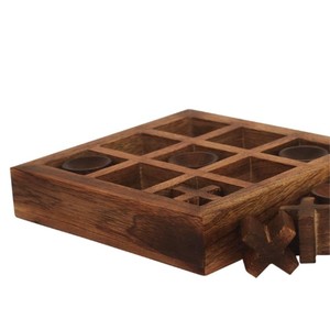 Handmade Wooden Tic Tac Toe <b>Game</b> Board Set Vintage Tabletop Puzzle Strategy Wooden Board Educational Toys for Kids Tic Tac Toe - Product Image 4