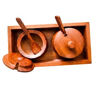Boîte à épices traditionnelle en bois, artisanale, en bois poli, conteneur de rangement compartimenté, organisateur de cuisine - Product Image 2