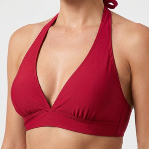 Custom Stretch Polyester Sweat Wicking Sexy Deep V Neck Cross <b>Back</b> High <b>Support</b> Training Running Sports Bra - Product Image 4