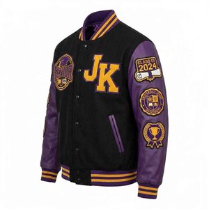 Veste universitaire en cuir véritable 100% laine, broderie chenille, veste de baseball, veste pour garçons, université, collège - Product Image 3