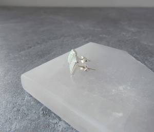 White Opal Earrings Sterling <b>Silver</b> Inlaid Rectangle Opal Earrings October Birthstone Jewelry Elegant Gift For Her - Product Image 4