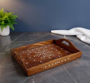 Bone Inlay Tray – Wooden Serving Tray handmade wooden serving tray wooden utility tray - Product Image 5