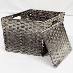Artex Dong Thap Vietnam PE Rattan Multifunctional Storage <b>Cube</b> Square Organizer <b>with</b> Built-in Handles - Product Image 6