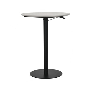 Contemporary <b>Adjustable</b> Height Bar <b>Table</b> Round Grey Marble Melamine Top Matt Black Metal Base Gas Lift Pub <b>Table</b> for Bistro Cafe - Product Image 1