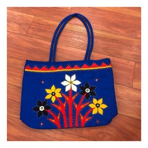 Initiale brodée grande capacité toile Shopping pliant écologique réutilisable bricolage épaule épicerie 100% coton sacs fourre-tout - Product Image 3