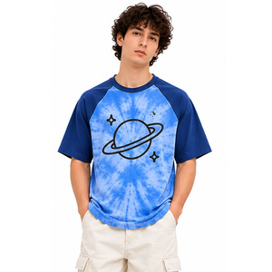 Mens Raglan <b>Tie</b> Dye <b>T</b> <b>Shirt</b> 100% Cotton Short Sleeve Crewneck Graphic Print Casual Streetwear Custom OEM Wholesale Bulk EAZWEARS - Product Image 1