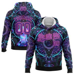 Sudadera con Capucha Deportiva de Diseño 3D con Estampado de Hongos Mágicos en Negro, Morado y Rosa, Personalizada y Cosida, Venta Directa de Fábrica - Product Image 1