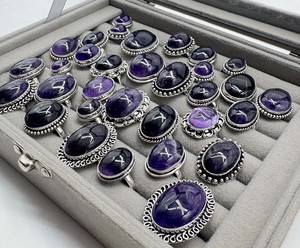 Natural Amethyst Mixed Assorted Design <b>Ring</b> Wholesale Amethyst Gemstone Assorted <b>Ring</b> Mixed Lot <b>Rings</b> - Product Image 3
