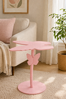 Mesa Auxiliar/Lateral Ecológica Hecha a Mano con Forma de Flor y Adorno de Mariposa Rosa, Linda Mesa de Centro para Habitación Infantil, Decoración de Guardería, Diwali