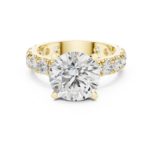 Anillo de Compromiso Aries Jewel con Diamante de 3 Quilates Cultivado en Laboratorio, Corte Redondo, Banda Clásica con Pavé, Oro de 14K, Certificado IGI VS E, para Aniversario o Boda - Product Image 1