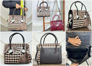 Bolso Tote de Cuero a Cuadros Hecho a Mano de Primera Calidad, Diseño de Lujo, Bolso Bandolera de Cuero Vacuno Genuino para Mujer - Product Image 3