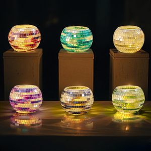 Ensemble de 4 bougeoirs en verre mosaïque personnalisés, écologiques et faits à la main, diamètre 3 pouces, pour Diwali, Noël, bougies chauffe-plat - Product Image 2