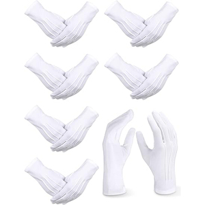 Brand New 2026 <b>Men</b> Women White Full Finger Wrist Smooth Evening Party Formal Bridal Stretch High Quality White Cotton <b>Gloves</b> - Product Image 1