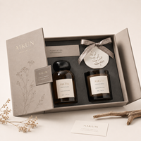 Ensemble de diffuseur d'arômes et bougie parfumée en cire de soja artisanale AIKUN Premium avec boîte cadeau pour mariage ou événement