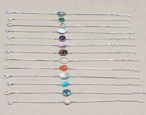 Women's Bohemian Style Geometric Design High Quality Assorted Crystal Handmade Bezel <b>Silver</b> Plated Brass <b>Bangles</b> Multi Color - Product Image 3