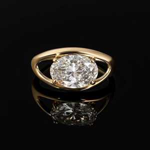 Anillo Solitario de Diamante Ovalado de 1.00CT, Cultivado en Laboratorio, Oro Sólido de 14K, Joyería de Moda para Novia, Regalo para Fiesta de Bodas - Product Image 4