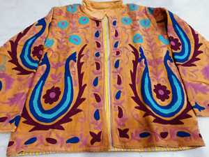 Hand Embroidered Reversible Women's <b>Quilted</b> <b>Jacket</b> Mandarin Collar Floral <b>Pattern</b> Cotton Corduroy Blazer Regular Fit Autumn - Product Image 6