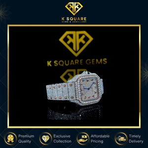 Montre de luxe automatique en acier inoxydable VVS de qualité supérieure, résistante à l'eau, au design unique, avec quartz et diamants, bracelet en cuir - Product Image 2