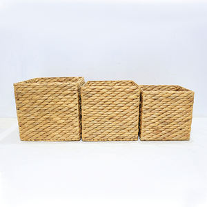 Water Hyacinth Rustic <b>Square</b> Storage <b>Basket</b> Set Handwoven Durable Eco-friendly - Product Image 4