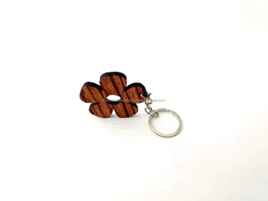 Porte-clés en bois imprimé UV avec alliage de fer métallique et accessoires en plastique PVC et PU sur le thème de la forêt montagneuse - Product Image 4