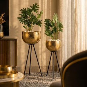 Ensemble de vases de sol faits à la main Organic Curves, support trépied contemporain, décoration de plantes d'intérieur - Product Image 3