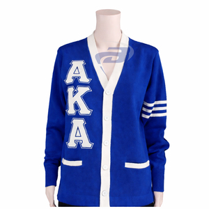 Alpha | Kapa | Alpha AKA Sorority <b>Cardigan</b> Sweater Greek Letters Winter Print Front Logo for Sorority Customized Design <b>Button</b> - Product Image 1