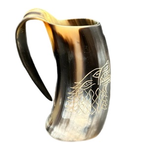 Taza de Cuerno de Búfalo Hecha a Mano, Vaso Natural Estilo Vikingo para Cerveza, Sidra, Regalo para Fiestas - Product Image 2