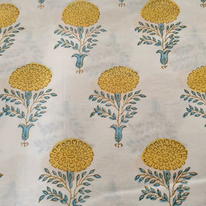 100% tela de algodón puro amarillo claro verde hermoso indio Floral estampado a mano Camisas de mujer toldos para niños/cubierta de cortinas - Product Image 1