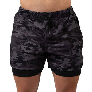 Shorts de sport pour homme 2 en 1 camouflage, séchage rapide, compression, entraînement - Product Image 2