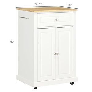 Carrello da Cucina Moderno Bianco Crema, Trolley Portatile con Cassetto in Acciaio Inox e Ripiano in Stile Legno - Product Image 3