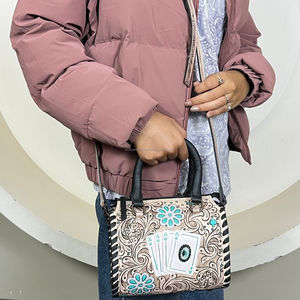 Ensemble de sacs de voyage en cuir véritable de qualité supérieure, à motifs floraux, faits à la main, style vintage, sacs à bandoulière, sacs de week-end, sacs à main unisexes - Product Image 2