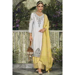 Ensemble de costume de fête pour femmes avec haut de travail et enveloppement à codage séquencé Plazzo et Dupatta - Product Image 2