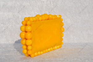 Luxury Yellow Resin Clutch Bag <b>Handmade</b> Beaded Frame Evening Party Handbag Designer Womens Fashion Statement Purse - Product Image 3
