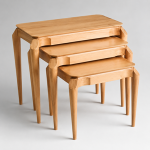 Modern Wooden Nesting Side <b>Table</b> Set of Three <b>Space</b> <b>Saving</b> Stacking Accent <b>Tables</b> for Living Room Bedroom Decor - Product Image 3