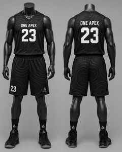 Uniforme de Baloncesto Topográfico Negro Personalizado, Conjunto de Camiseta y Pantalones Cortos para Hombre, Transpirable, de Secado Rápido, Ropa Deportiva de Equipo, OEM, ODM, Venta al Por Mayor - Product Image 2