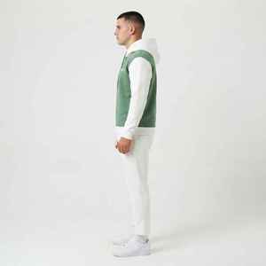 Men's Green <b>White</b> Color Block Hoodie <b>Tracksuit</b> Full Sleeve Casual Sweatshirt Set With Drawstring Pockets Autumn Wear - Product Image 3