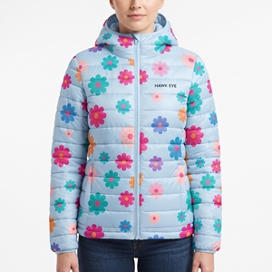 Chaqueta Acolchada con Capucha y Cinturón de Flores Personalizado para Mujer, Abrigo de Invierno con Sublimación, Cálido, Acolchado, para Exteriores, Moda Casual, Ropa de Abrigo Nueva - Product Image 1