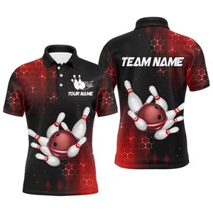 New High Quality Personalized Polyester/Cotton Blend Knitted Sporty <b>Bowling</b> for Shirts Custom Team Shirt for Men Quick Dry - Product Image 4