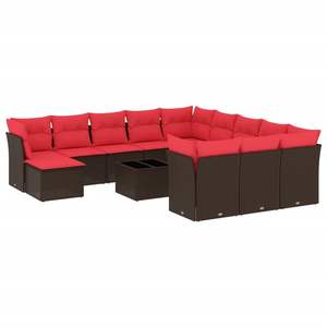 Ensemble de canapés de patio en polyrotin marron de 13 pièces avec coussins, meubles d'extérieur durables - Product Image 2