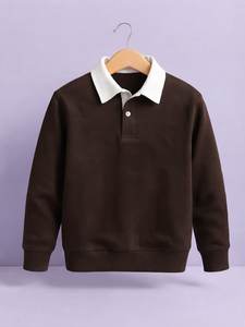 Custom Streetwear Cotton Blend Fleece <b>Sweatshirt</b> Contrast <b>White</b> Collar Casual Pullover Bulk Manufacturing Factory Supply - Product Image 3