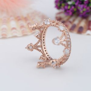 Bague de fiançailles personnalisée en or blanc 18 carats et or rose avec moissanite, bague couronne pour femme en argent sterling 925 pour sertissage à griffes certifié - Product Image 5