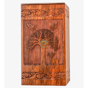 AYAANS Rosewood wooden Hand Carved Wooden Hot Selling cremation Urn <b>Box</b> for Adult Ashes Wholesale Cremation Urns (6X6X11)IN - Product Image 1