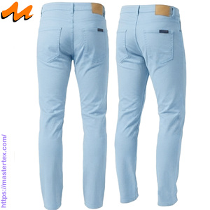 Pantalon décontracté coupe droite pour homme MASTER TEXTILE en twill tissé respirant, taille mi-haute, avec fermeture boutonnée et rivets, en coton/élasthanne - Product Image 3