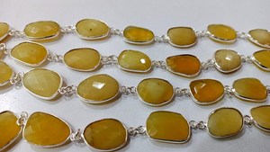 Ópalo amarillo natural facetado de forma libre de 12 a 15 mm, conector de bisel, cadena de piedras preciosas, se vende por pie - Product Image 5