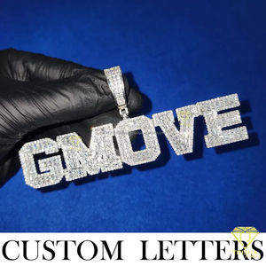 สร้อยคอจี้รูปตัวอักษรบาแกตต์ประดับเพชรที่ปลูกในแล็บตามสั่งจี้ชื่อเริ่มต้นเครื่องประดับฮิปฮอปสำหรับผู้ชายและผู้หญิง - Product Image 5