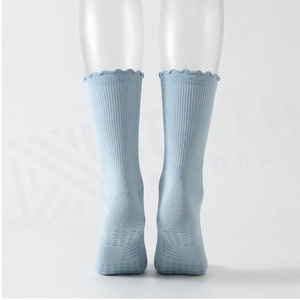 Chaussettes ras du cou bleu clair, couleur unie, tricotées, respirantes, pour adultes, usage décontracté - Product Image 2
